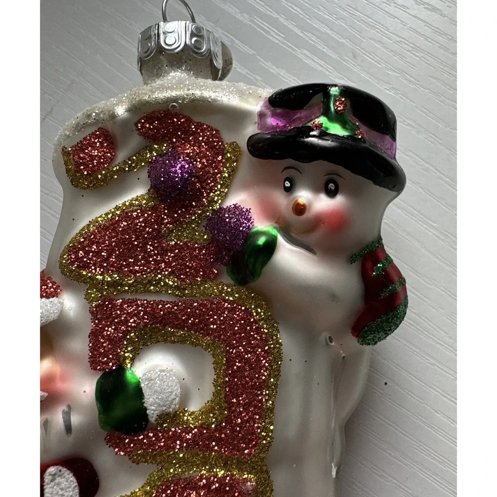 Christopher Radko Hand Blown Glass 2012 Santa Snowman Christmas Ornament